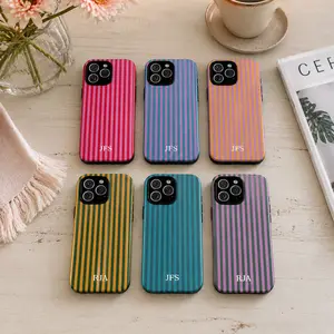 Personalized Monogram Phone Case, Stripes Initials Phone Cover For Iphone 17 Promax 16 15 14 13 12 11 Pro ProMax Plus  Air Series.