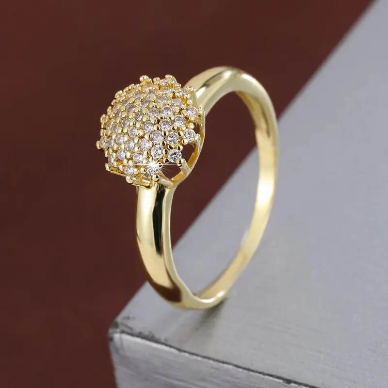 Geometric Round Design Ring with Artificial Zircons, Elegant Fashion Rings, Beautiful Rings, Statement Ring, Fashion Jewelry for Party, Daily Clothing Decor, Trendy All-match & Exquisite Jewelry for Birthday Gift, Elegant Everyday Ring