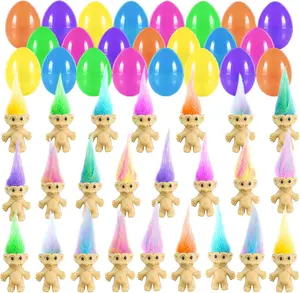 24 Pcs Easter Basket Essentials with Mini Toys ，Inside Vintage Lucky Dolls Action Figures - Assorted Easter Basket Stuffers, Easter Egg Hunt Party Favors Fillers Gifts for Kids Boys Girls