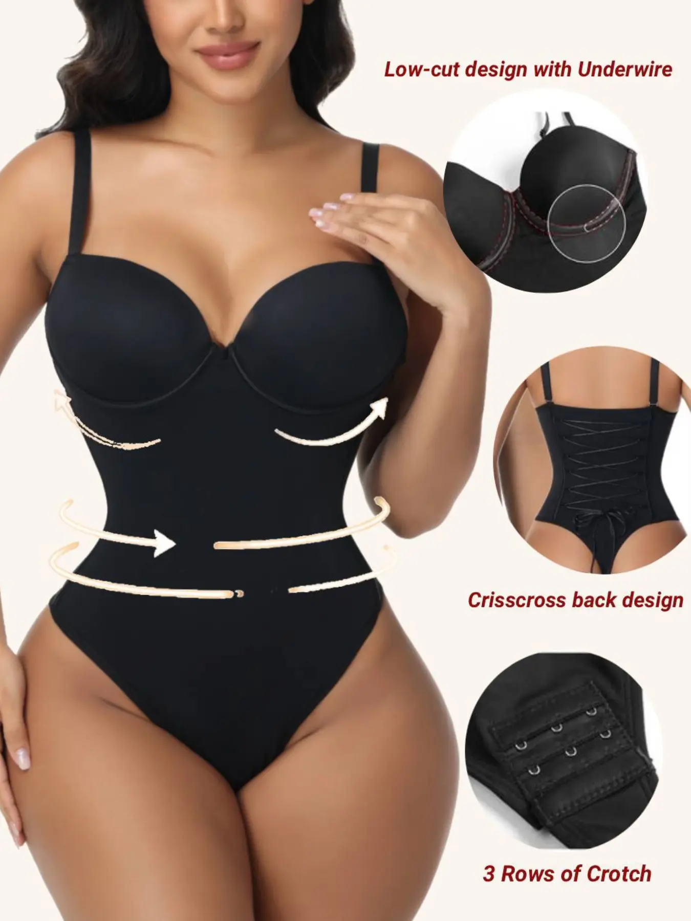 Women's Comfortable Body Sculpting Compression Slim-Fitting Bodysuit, Faja Body Shaper, Adjustable Straps, Breathable Shapewear, Adjustable Shapewear Underwear, Backless Design, All-Season Wear, Summer