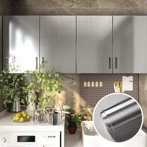 Stainless Steel Contact Paper Peel and Stick Countertop Silver Stainless Steel Wallpaper for Kitchen Backsplash Waterproof Self Adhesive Wallpaper Dishwasher Fridge Appliances Cover