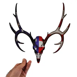 American Flag Deer Skull Hunting Decal with reflective eyes Antlers for Car Truck SUV Boat 3M Vinyl American Flag Deer Skull Hunting Decal with reflective eyes Antlers for Car Truck SUV Boat 3M Vinyl