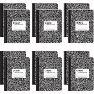 Oxford Composition Notebooks, Wide Ruled Paper, 93/4" x 71/2", Black Marble Covers, 100 Sheets, 12 per (63795)