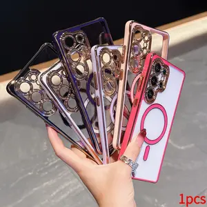 Magnetic Electroplated 2.0 Thick Dual Color Acrylic Phone Case for Samsung S25u/s24u/a56/a16, Transparent Two-In-One Anti-Drop Protector