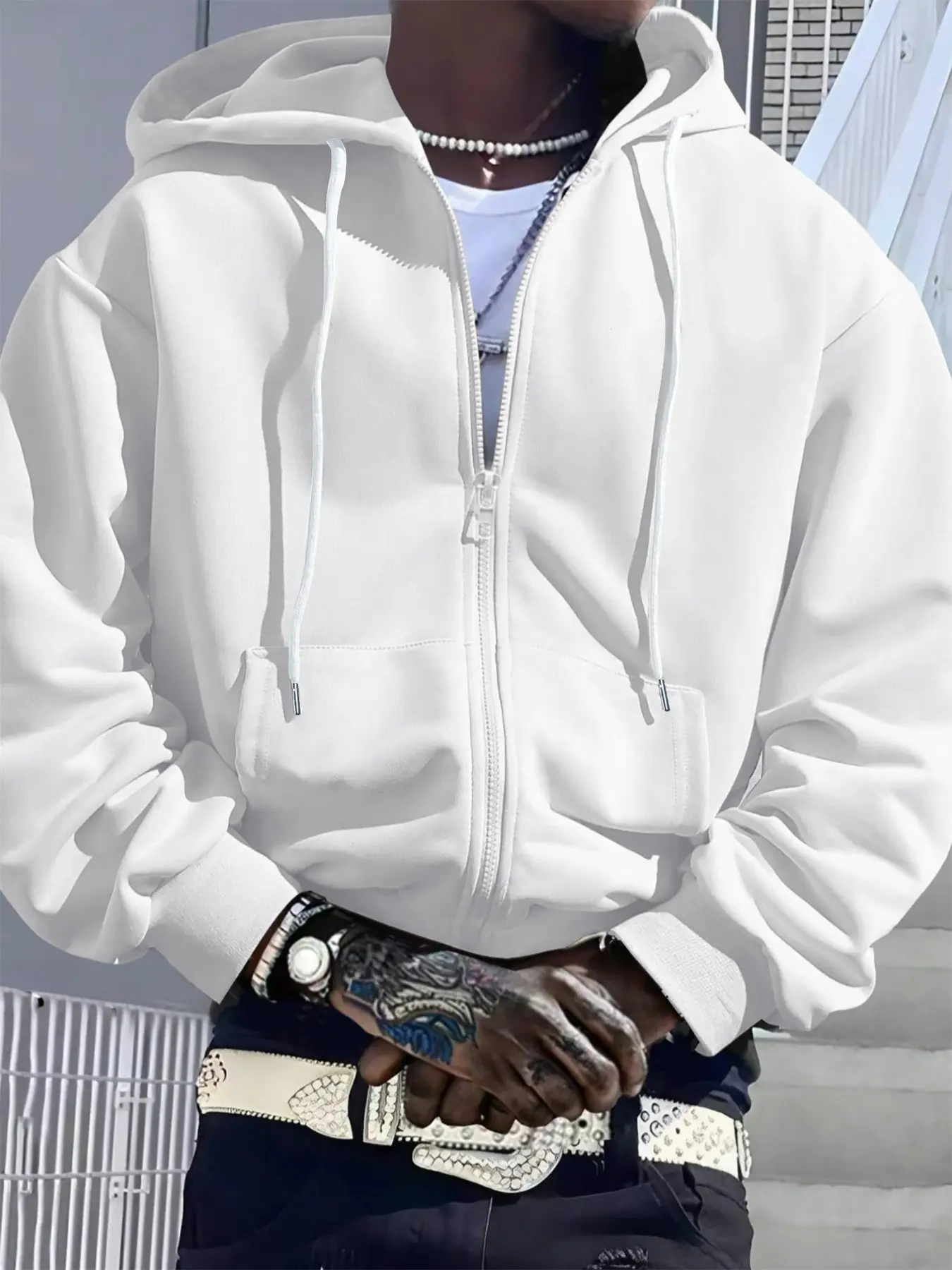 Men's Loose Hooded Casual Cozy Sweatshirt Jacket, Thick Long Sleeve Solid Color Plain Zipper Design, Knit Sporty Fashion, Fall Winter Casual Outerwear, Stylish Men's Coat, Casual Sporty Hoodies
