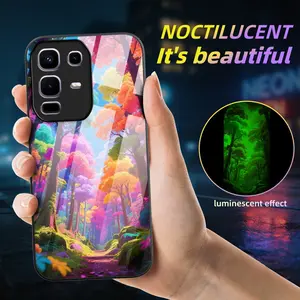 Protective Case for Infinix Series, Colorful Forest Pattern Glow-In-The-Dark Phone Cover, Natural Light, Dustproof, Shockproof, Skin-Friendly
