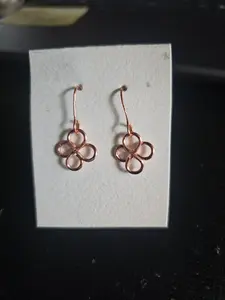Copper wire wrapped clover earrings