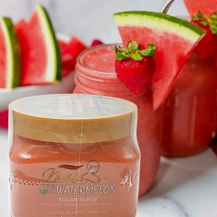 Neverlye Watermelon Sugar Scrub - 610g Jar for Hydrated Youthful Looking Skin - Refreshing & Invigorating Body Care