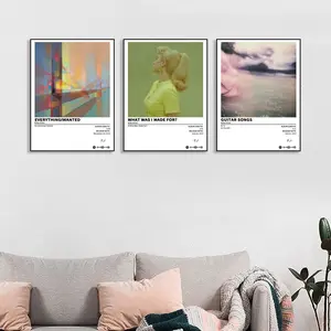 3-piece set featuring Bi-everything i wanted - Guitar Songs album covers. An ideal Christmas and New Year's gift for music lovers. Suitable as bedroom, office, living room, cafe, bar, wall decoration, home, and dormitory décor. Frameless.