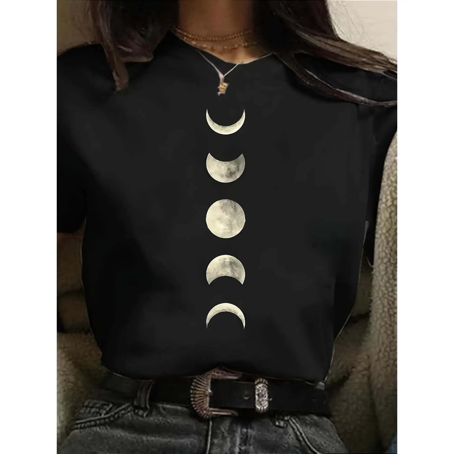 Black Casual Short-Sleeve T-Shirt