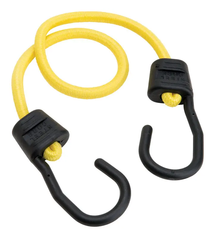 212 MAIN Keeper 8865727 Ultra Yellow Weatherproof UV-Protected Steel Core Bungee Cord with Hooks, 24 in x 0.374 in, Case of 10