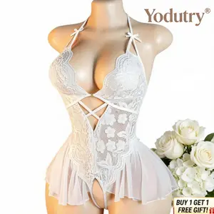 Women’s Lace Lingerie Bodysuit – Sheer Mesh Spaghetti Strap Sleepwear Lightweight Breathable Summer One Piece Outfit Lingerie Bodysuit / Lace Sleepwear / Sheer Mesh / Summer Nightwear