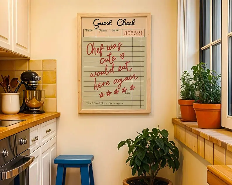 Chef Was Cute Poster | Funny Kitchen Wall Art | Retro Dining Room Decor | Vintage Diner Quote Print [UNFRAMED]