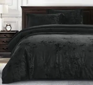 CHEZMOI COLLECTION Lux Distressed Velvet Comforter Set with Microfiber Reverse - Sophisticated Design & Super Soft Velvet Fabric for Cozy Nights Sleep