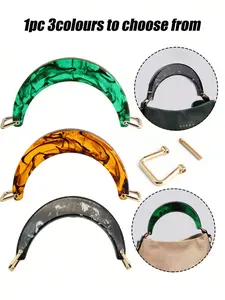 1 moon resin handle with horseshoe buckle crossbody bag, arched handle DIY wallet making, bag handle accessory, Accessories for bags, women's wooden handle handbag, replacement handle for handmade bags, gift for DIY enthusiasts