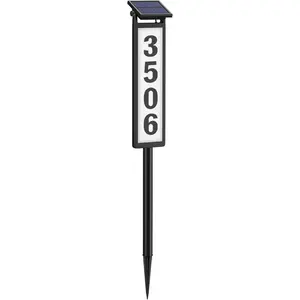 Solar Illuminated LED Lighted Address Sign, House Numbers for Outside Yard , Numbers Plaque Outdoor , Black