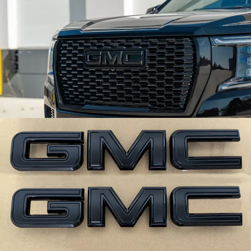 GMC Grille & Tailgate Emblem Replacement Badge 2-Pack - Direct Fit Auto Parts, Car Accessories for 2019-2026 Sierra 1500,2500HD,3500HD & 2023 Canyon, Genuine 3D Plastic, Durable Exterior Upgrade (Chrome,Matte,Gloss Black) - Accessories for Car