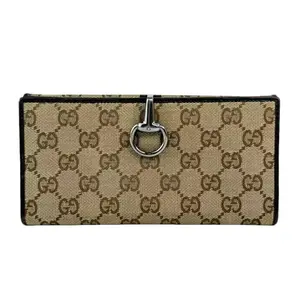 Pre-owned GUCCI Fabric Small Leather Goods GG Logo Supreme Horsebit Continental Wallet