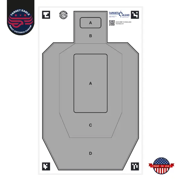 Target Eagle IPSC Grey Smart Targets Powered By AI - Shredding Resistant Card Stock - Work with Target Eagle App (25 pack)