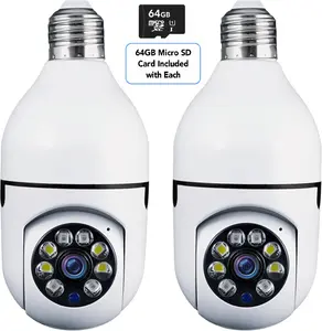 Sight Bulb Security Camera 2-Pack with 64 GB SD Card Two Way Talk 1080p HD Video WiFi Smart Indoor Outdoor Night Vision 360 Degree Motion Detection Easy Install Free App