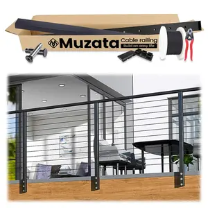 Muzata 6.5ft Complete Set Cable Railing System, One Stop Service All-in-One DIY Kit Fit