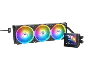 Thermaltake MAGFloe 360 Ultra CPU Liquid Cooler/ Intel&AMD Compatible/ 3x120mm 500~2000rpm SWAFAN EX/ 360mm Radiator/ MAGForce 2.0/ 3.95" Square LCD/ Swappable Fan Blades/ Black/ CL-W432-PL12SW-A