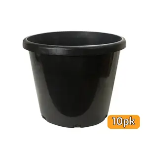 10-Gallon Tall Nursery Pots (10-pack) - Premium Injection Molded Black Plastic Plant Pots, Heavy Duty Commercial Grade with Drainage Holes - Perfect for Trees, Vegetables & Shrubs