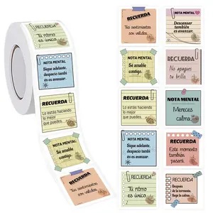 500pcs Spanish Positive Reminder Stickers Roll, Note-Taking Inspiration Labels, Ideal for Diaries, Planners, Packaging, Scrapbooks, Creative Decorations