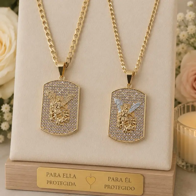 14K Gold Plated Rhinestone Angel Pendant for Women or Men with 20in or 24in Cuban Chain