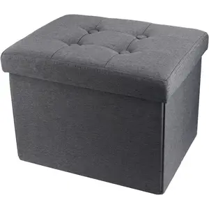 Ottoman Storage Ottoman Footrest Stool Small Ottoman with Storage Foldable Ottoman Foot Rest Footstool Bench for Living Room 17x13x13inches Grey