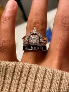 1PC  Wide  Black Enamel Band Ring Fo Women Men Anniversary and Wedding Ring Promise Copper Alloy Ring Stacking Band Anniversary Birthday and Daily Vacation Statement Ring