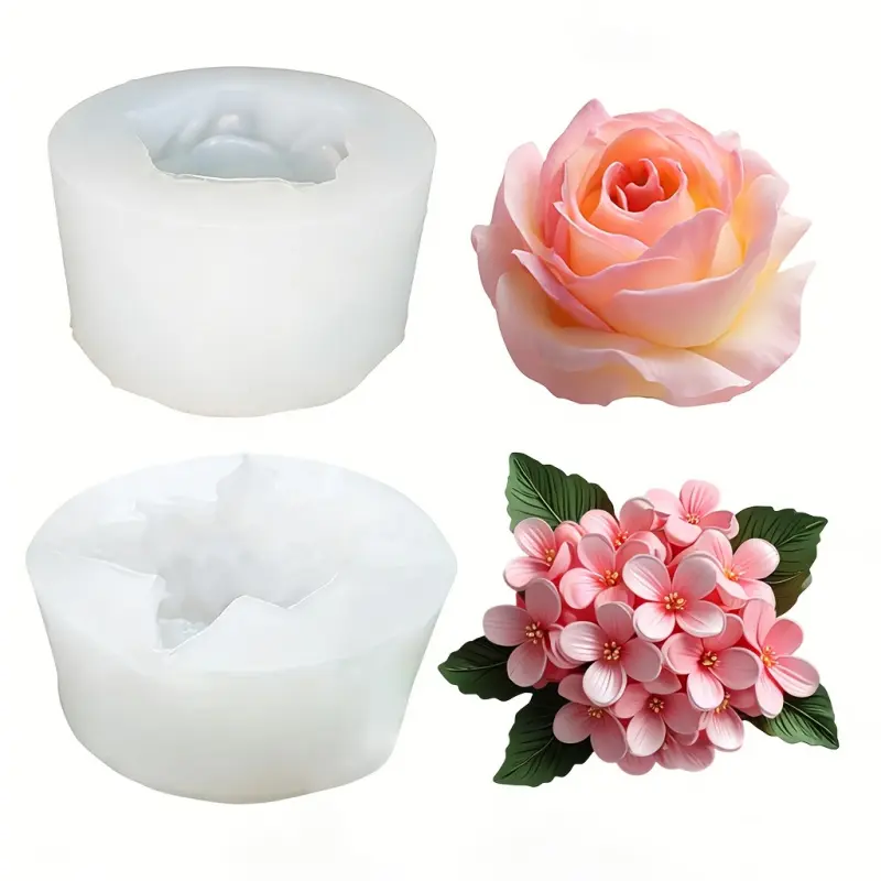 2-pack 3D rose lilac silicone mold, Candle molds, suitable for DIY handicraft resin crafts, aromatherapy candles, wax melts, handmade soap, jewelry making and home decoration, ideal for romantic occasions such as Valentine's Day, weddings, etc