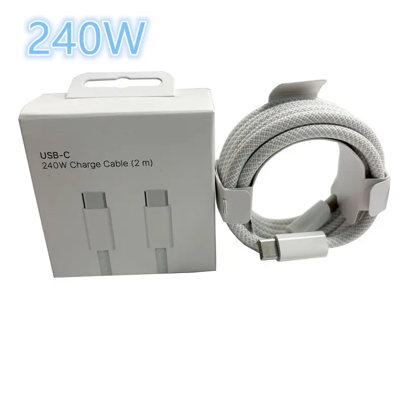 240W USB C to C Charger Cable Type C Fast Charging Braided PD Cable for lPhone 15 16 Series lPad Air Pro MacBook Pro Huawei DELL