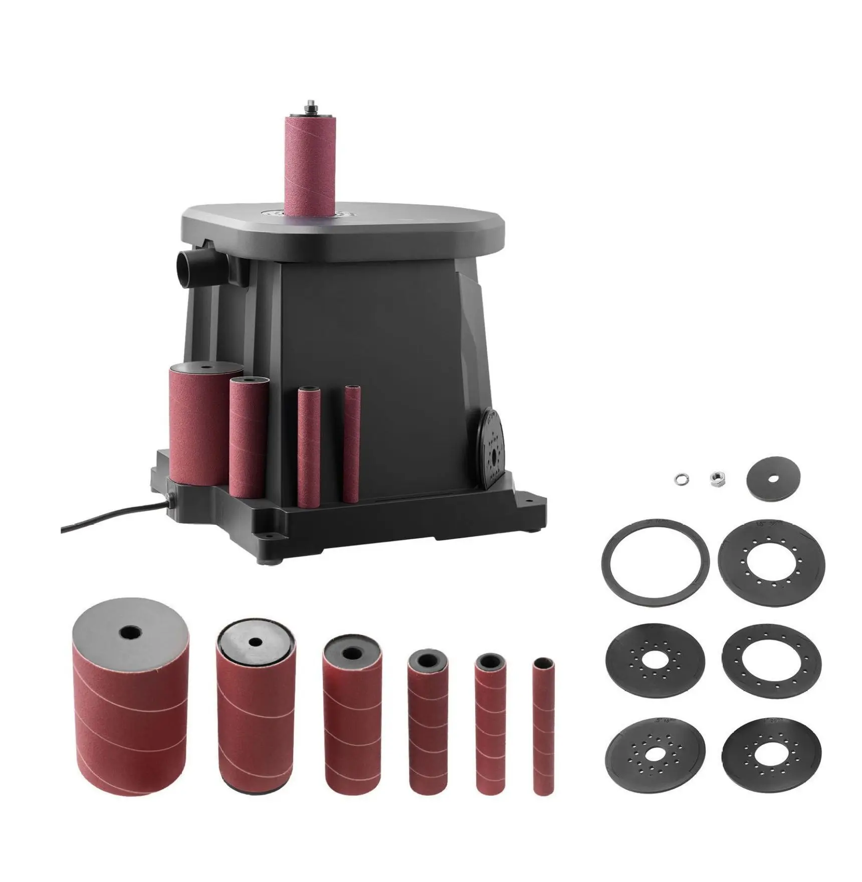 Oscillating Spindle Sander - 2000 RPM Benchtop Sander with 6 Sleeves 1/2"-3" - Woodworking, Furniture Finishing, DIY Crafts - 0.59" Stroke & Dust Port 15x11.5 inch