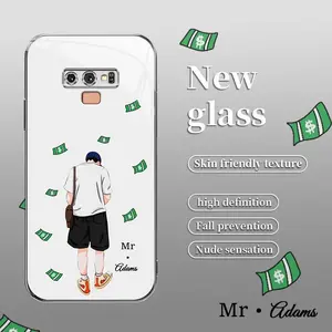 Suitable for [Galaxy Note9] New high-end surname customized glass mobile phone case New business simple electroplated silver glass mobile phone case Affordable price Anti-drop and anti-fingerprint 995