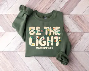 Be The Light Sweatshirt, Christmas Religious Shirt for Family, Christmas Lights Sweatshirt, Faith Shirt, Bible Verse Shirt, Gildan for Men and Women, Gift for Him or Her