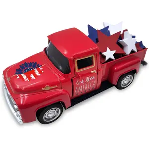 4th of July Decorations Farmhouse Metal  with Wooden Stars Patriotic Table Centerpiece 250th Anniversary Independence Day Tabletop Decor Memorial Day Red White and Blue Tiered Tray Decor for