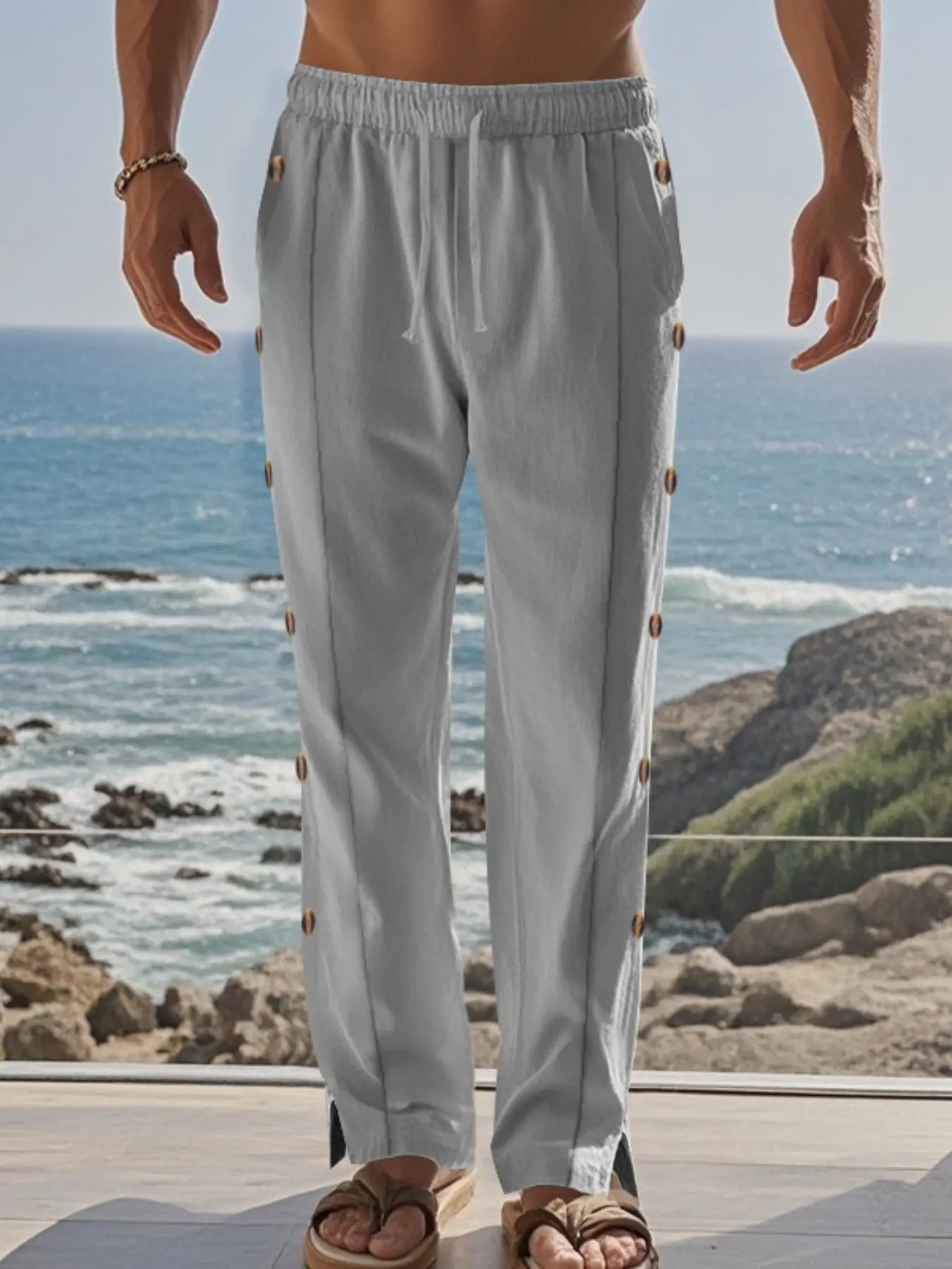linen × rayon tuck wide slacks 2026 Spring/Summer New Men