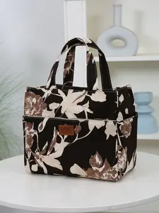New product, 1 piece, large capacity, multiple pockets, floral pattern, Lunch Bags Women, women's bag, handbag, work miscellaneous bag, shopping bag for outings, suitable for work or school, daily use