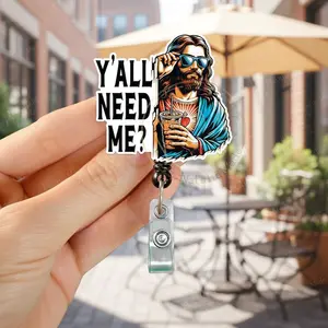 Y'all Need Me Acrylic Pin, 1.25" Funny Nursing Pin, Funny Jesus Coffee ID Badge Pin, Lanyard Pin, Healthcare Worker Pin, Gift for Nurses