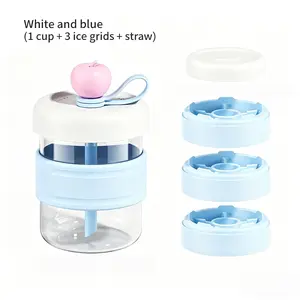 1 Piece Large Capacity Press Ice Cube Cold Brew Cup, Food-Grade Material Leak-Proof Seal, With Straw Easy Release, 2-in-1 Ice Making & Cold Brew, For Commute Outdoor Office Special Portable Practical High-Value