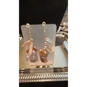 Stunning baroque with stick & freshwater pear earrings