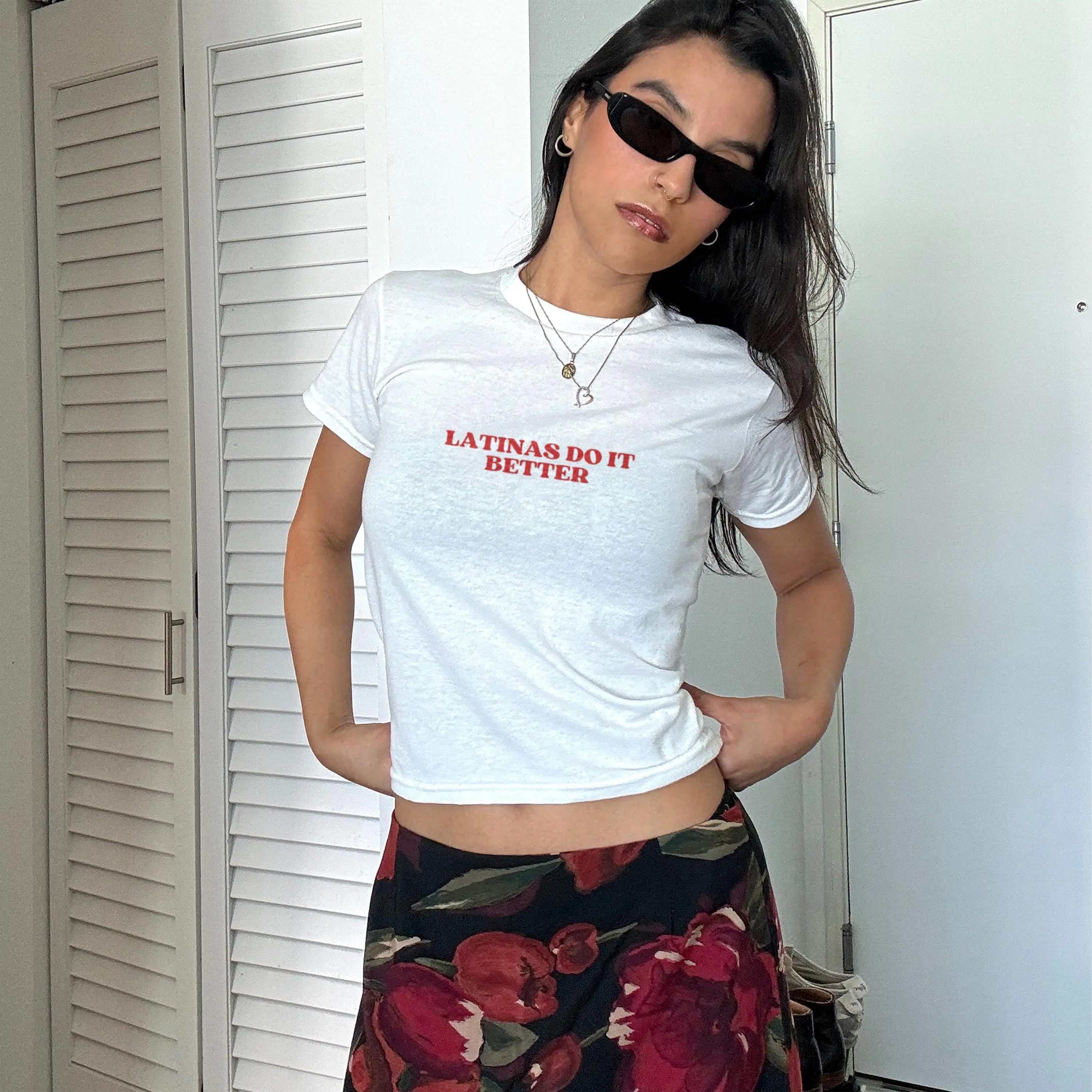 Latinas Do It Better Retro Y2k Vintage Baby Tee Funny Latin Girl Aesthetic Shirt Cultural Pride Cute Confident Statement Top