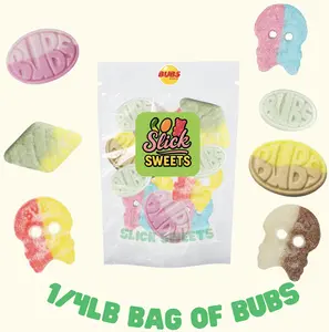 Bubs 1/4lb Small Sample Bags - Swedish Foamy Soft Candy Skulls Ovals Classic Nostalgic Cola Bubs Treats Sweet Delight Sour Banana Tutti Frutti Assorted Bubblegum flavor swedish candy Bonbon Snack