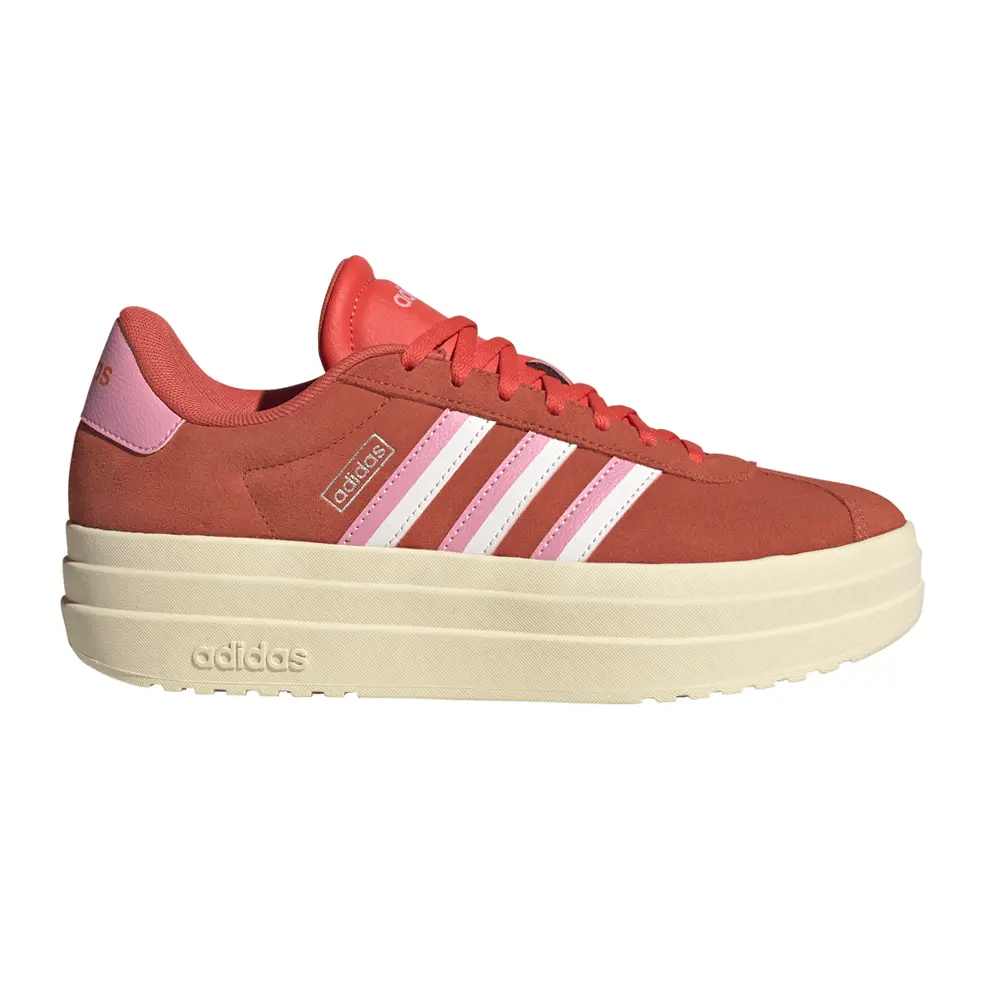 adidas Womens Vl Court Bold Lace Up Sneakers Shoes Casual - Red