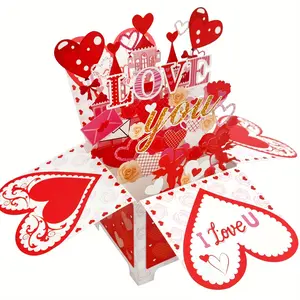 3D Heart Valentine's Day Card, Pop Up Card, Dreamy Theme Paper Craft, Includes Envelope, Perfect for Wife, Girlfriend, Special Occasions, Wedding Celebration