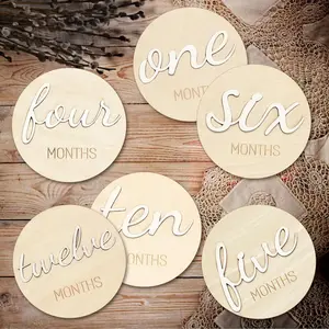 Monthly Milestone Marker Discs - Wooden 3D Double-Sided  Announcement Sign, Gender Neutral Announcement Cards for  Boys and Girls 1-12 Months Photography Props