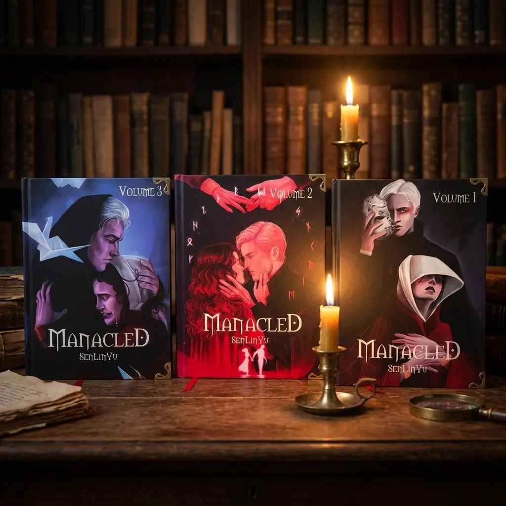 Manacled 3-Volume Hardcover Book Set, Dark Fantasy Romance Collection, Illustrated Gothic Edition for Adult Literature Readers