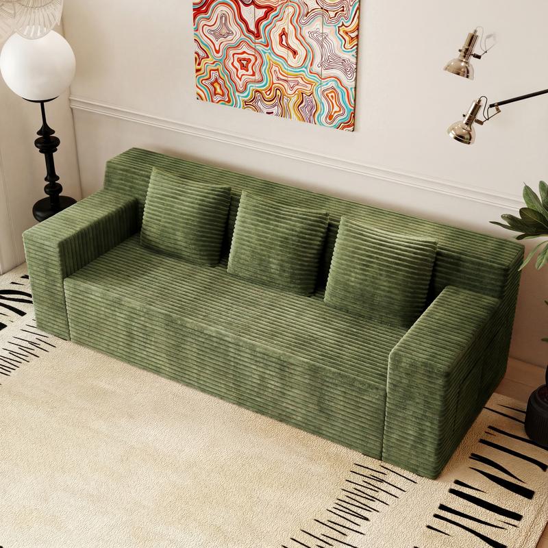 Space-Saving 71" Corduroy Sofa for Small Spaces, Apartments & Offices - 3-Seat Deep Couch, No Assembly Required, Comfy for Living Room, Bedroom, Conference