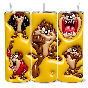 Tazmanian 3D 20 oz Tumbler - BPA Free, Stainless Steel, Leak Proof, Clear Lid, Includes Straw